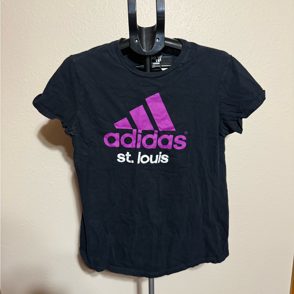 Adidas Black‎ Tee with Purple Logo
